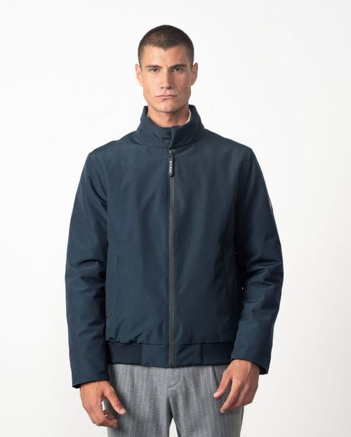 Bomber-style jacket with stand-up collar, zip fastening, quilted interior made from water-repellent fabric