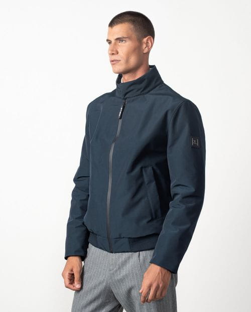 Bomber-style jacket with stand-up collar, zip fastening, quilted interior made from water-repellent fabric