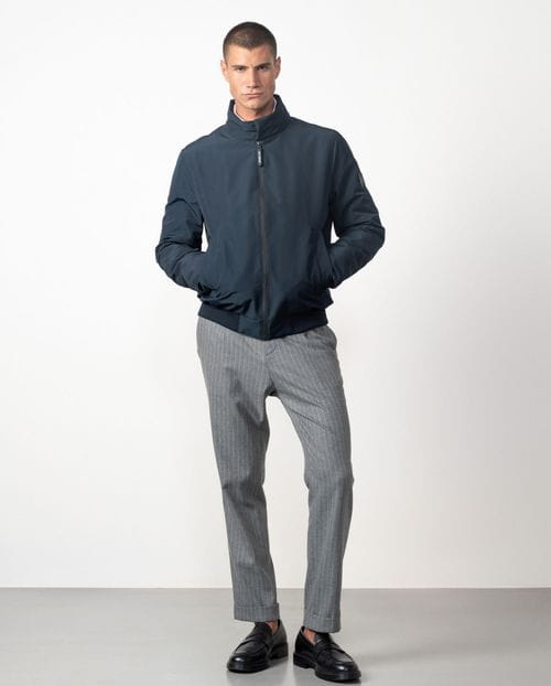 Bomber-style jacket with stand-up collar, zip fastening, quilted interior made from water-repellent fabric
