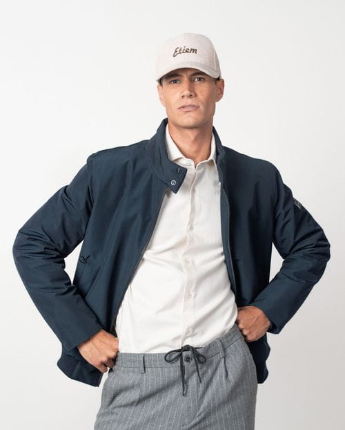 Bomber-style jacket with stand-up collar, zip fastening, quilted interior made from water-repellent fabric