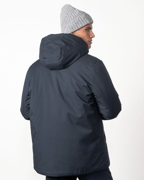 Shirt collar parka with detachable hooded vest from ultralight technical fabric