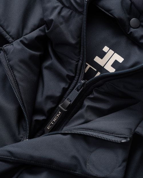 Shirt collar parka with detachable hooded vest from ultralight technical fabric