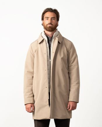 Trench corta acolchada con vista-chaleco desmontable en tejido `water repellent´