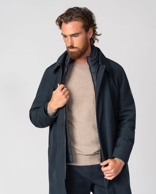 Trench corta acolchada con vista-chaleco desmontable en tejido `water repellent´