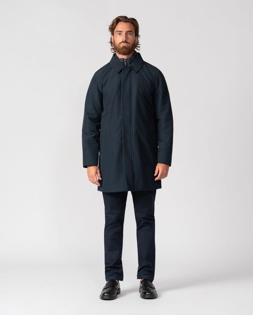 Trench corta acolchada con vista-chaleco desmontable en tejido `water repellent´