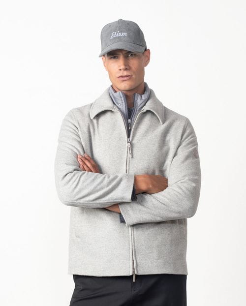 Short jacket in lightweight fabric with detachable collar