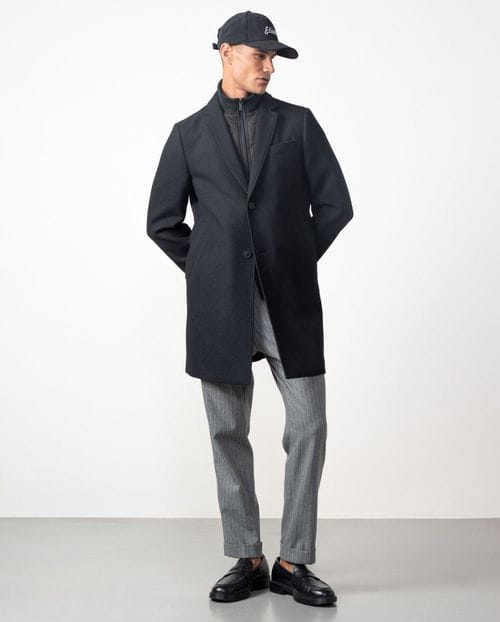 Short unlined and unstructured ´knit-style´coat with detachable collar-waist