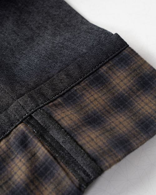 Jeans with turned-up cuffs in contrasted Madras checks