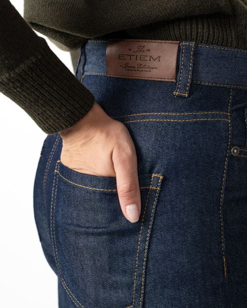 Five-pockets jeans with extra-long semi-flared leg
