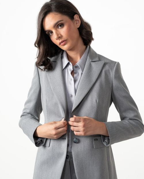 Fitted blazer made from cool wool-style fabric with polyester-viscose