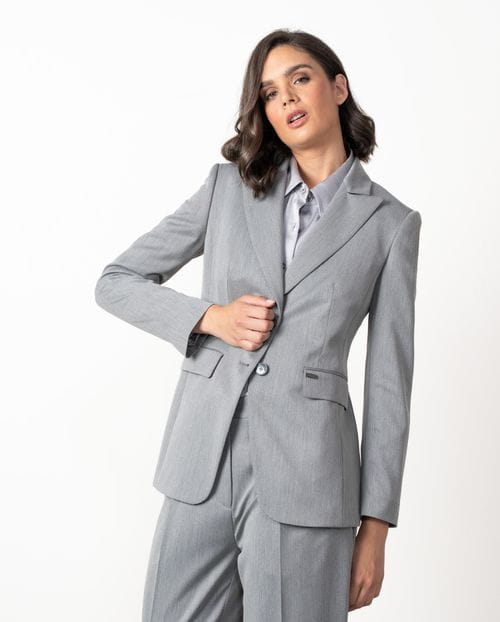 Fitted blazer made from cool wool-style fabric with polyester-viscose