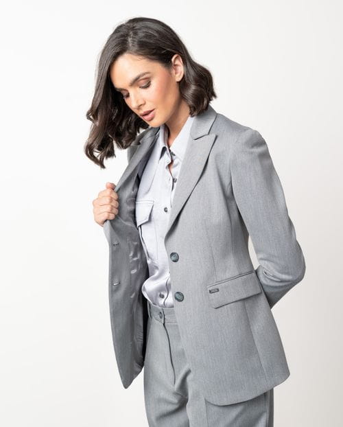 Fitted blazer made from cool wool-style fabric with polyester-viscose