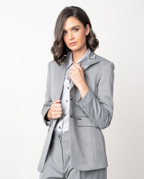 Fitted blazer made from cool wool-style fabric with polyester-viscose