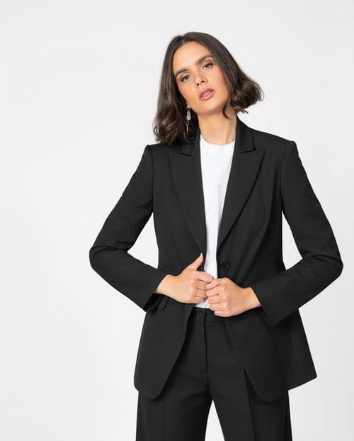 Chaqueta americana entallada en franela lavable
