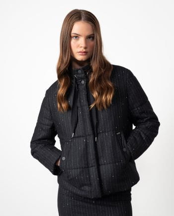 Cazadora acolchada de lana con raya diplomática