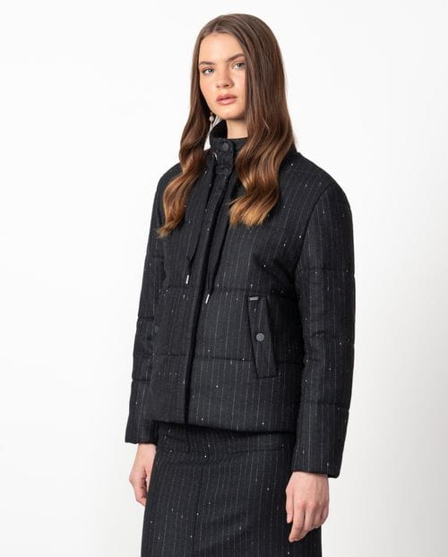 Cazadora acolchada de lana con raya diplomática