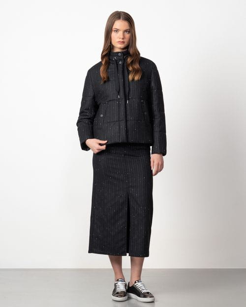 Cazadora acolchada de lana con raya diplomática