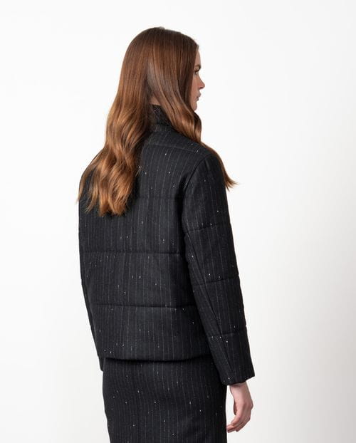 Cazadora acolchada de lana con raya diplomática