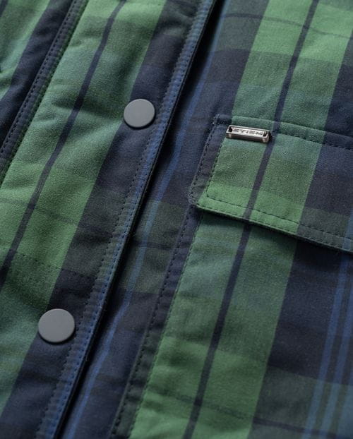 Quilted cropped parka made from checked waxed water-repellent fabric