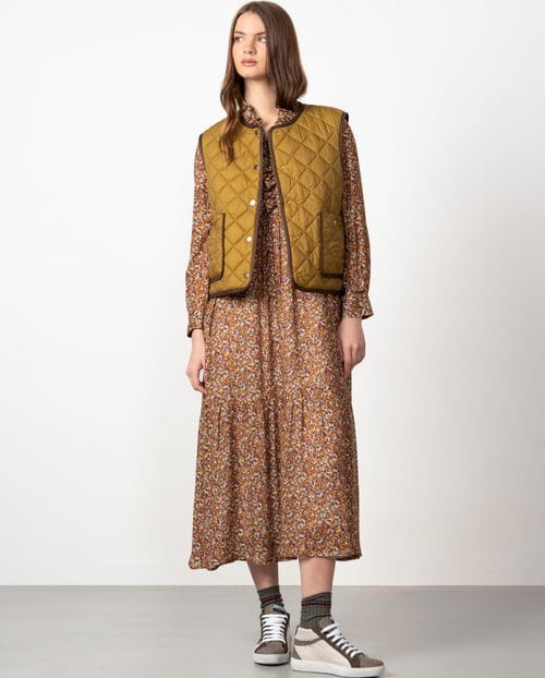 Chaleco envivado de acolchado fino en tejido repelente al agua