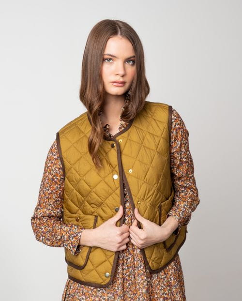 Chaleco envivado de acolchado fino en tejido repelente al agua