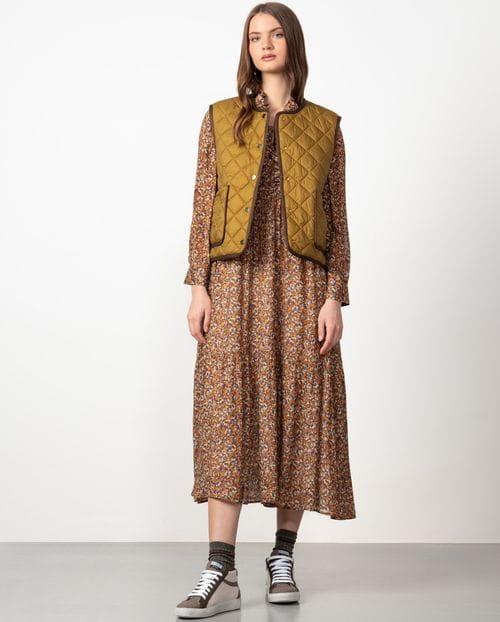 Chaleco envivado de acolchado fino en tejido repelente al agua