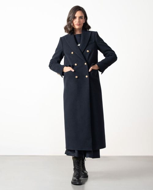 <p>Nautical style long coat with golden buttons</p>