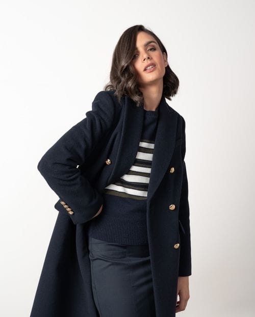 <p>Nautical style long coat with golden buttons</p>