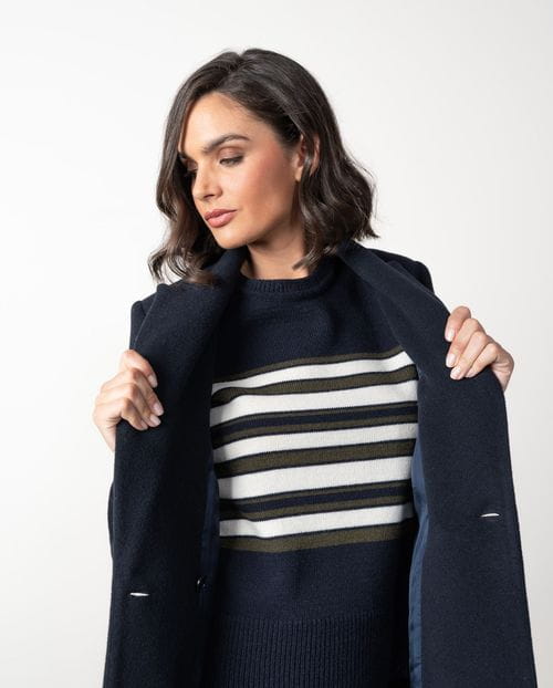 <p>Nautical style long coat with golden buttons</p>