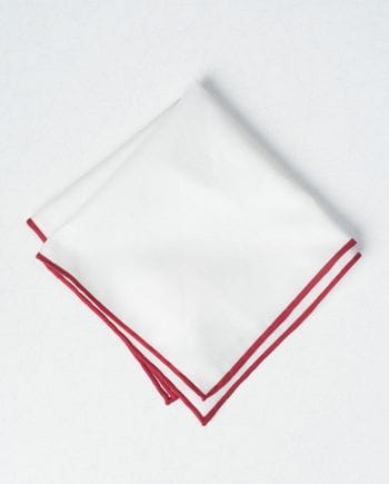 Pañuelo blanco de bolsillo con ribete de color