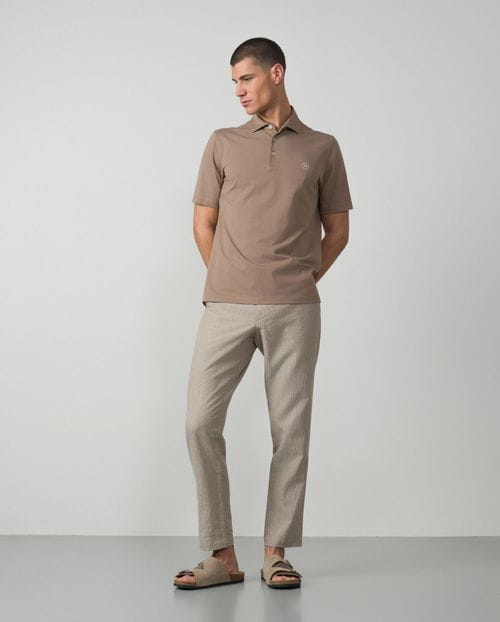 Polo de manga corta con cuello camisero en punto liso mercerizado