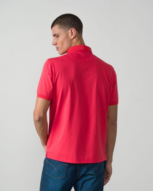 Polo de manga corta con cuello de estructura en punto de algodón mercerizado