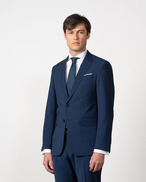 Traje slim fit en plana elástica de lana mezcla