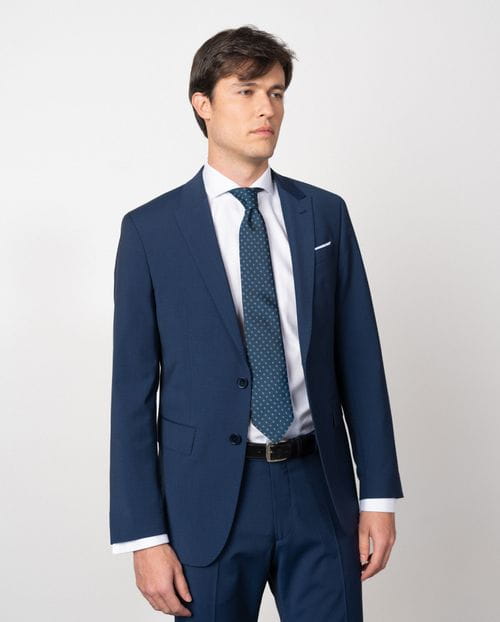 Traje slim fit en plana elástica de lana mezcla