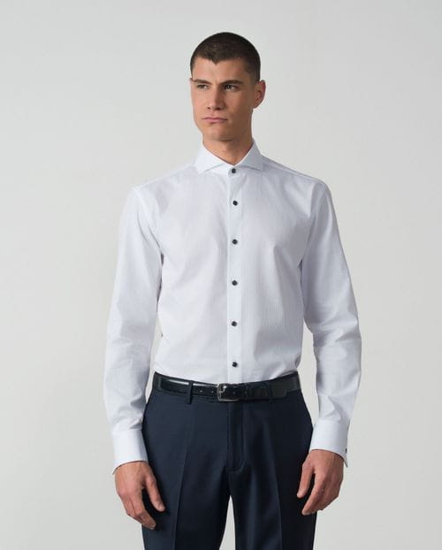 Formal slim shirt cotton squared micropattern