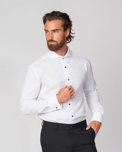 Camisa de vestir slim fit en microestructura cuadrillé de algodón