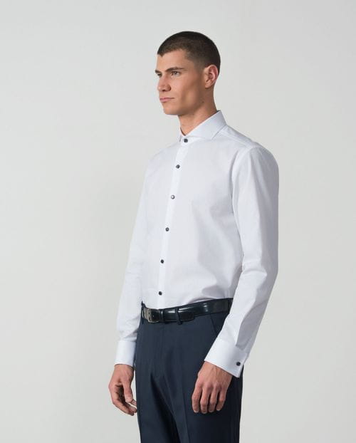 Formal slim shirt cotton squared micropattern