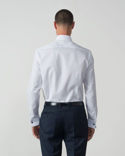 Formal slim shirt cotton squared micropattern