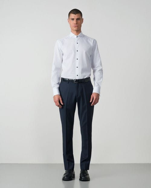 Formal slim shirt cotton squared micropattern