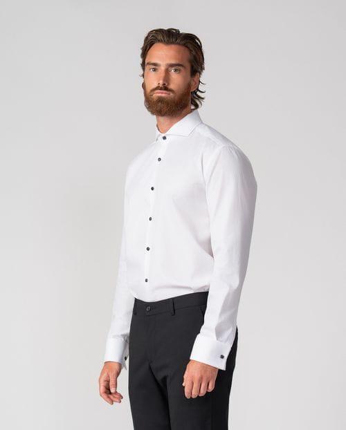 Camisa de vestir slim fit en microestructura cuadrillé de algodón