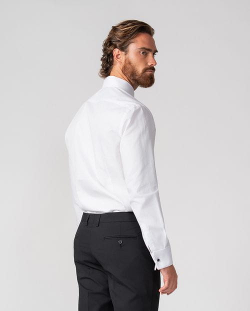 Camisa de vestir slim fit en microestructura cuadrillé de algodón