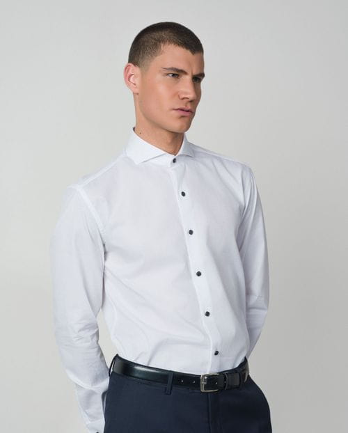 Formal slim shirt cotton squared micropattern