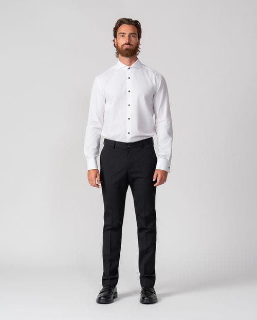 Camisa de vestir slim fit en microestructura cuadrillé de algodón