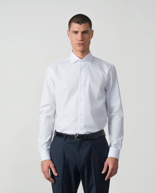 Formal slim shirt of cotton squared microstructure