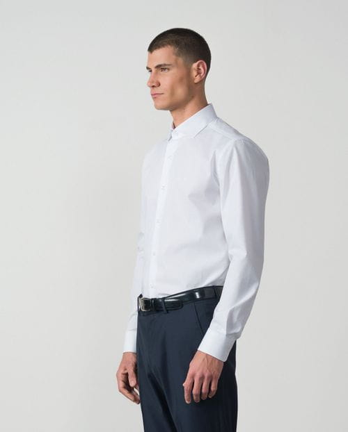 Formal slim shirt of cotton squared microstructure