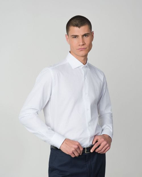 Formal slim shirt of cotton squared microstructure