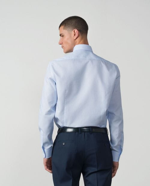 Formal slim shirt of cotton microsquare