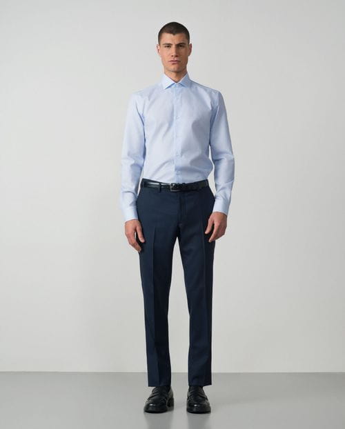 Formal slim shirt of cotton microsquare