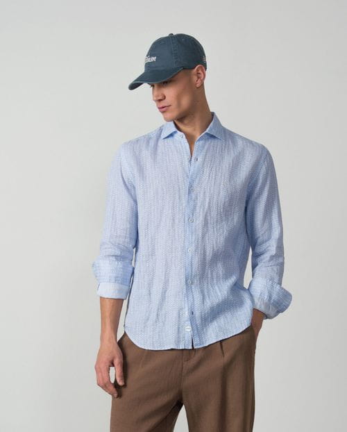 Sport relaxed fit shirt in linen with small floral print