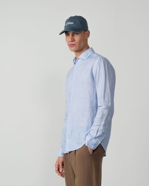 Sport relaxed fit shirt in linen with small floral print